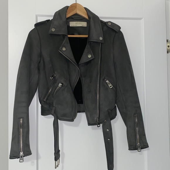 Zara Suede jacket with belt - Grey Size XS - Picture 2 of 5